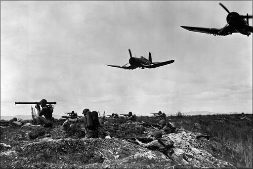 Poster, Many Sizes Available; Platoons Of Marines With F4U-1D Corsair Planes