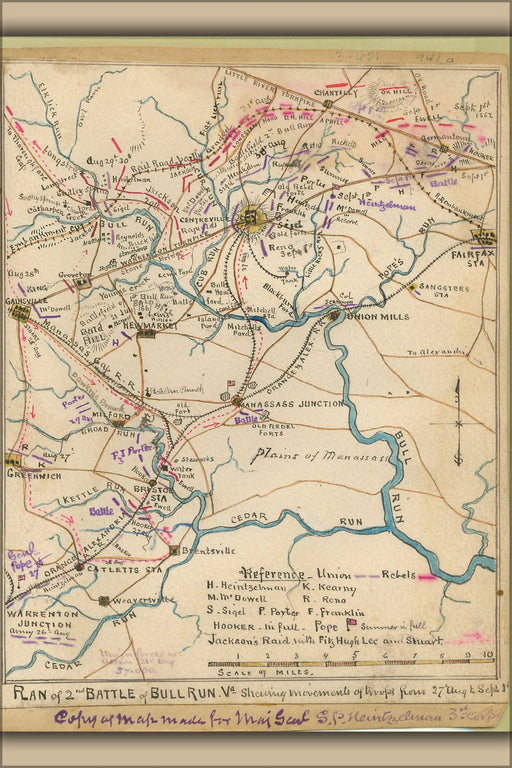 Poster, Many Sizes Available; Map Plan Of 2Nd Battle Of Bull Run, Virginia