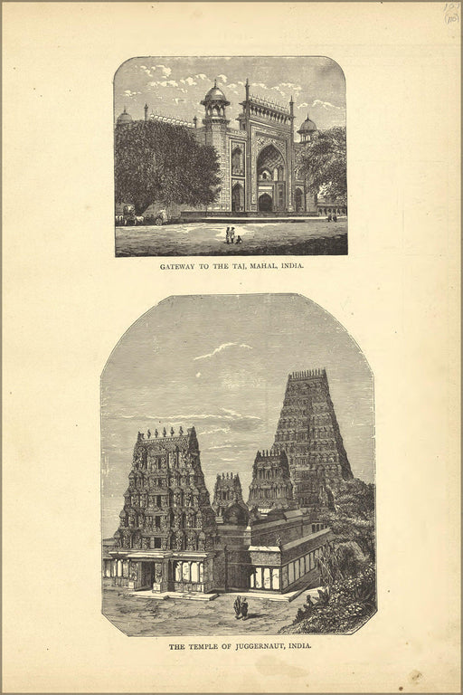 Poster, Many Sizes Available; Taj Mahal & Temple Of Juggernaut India 1881