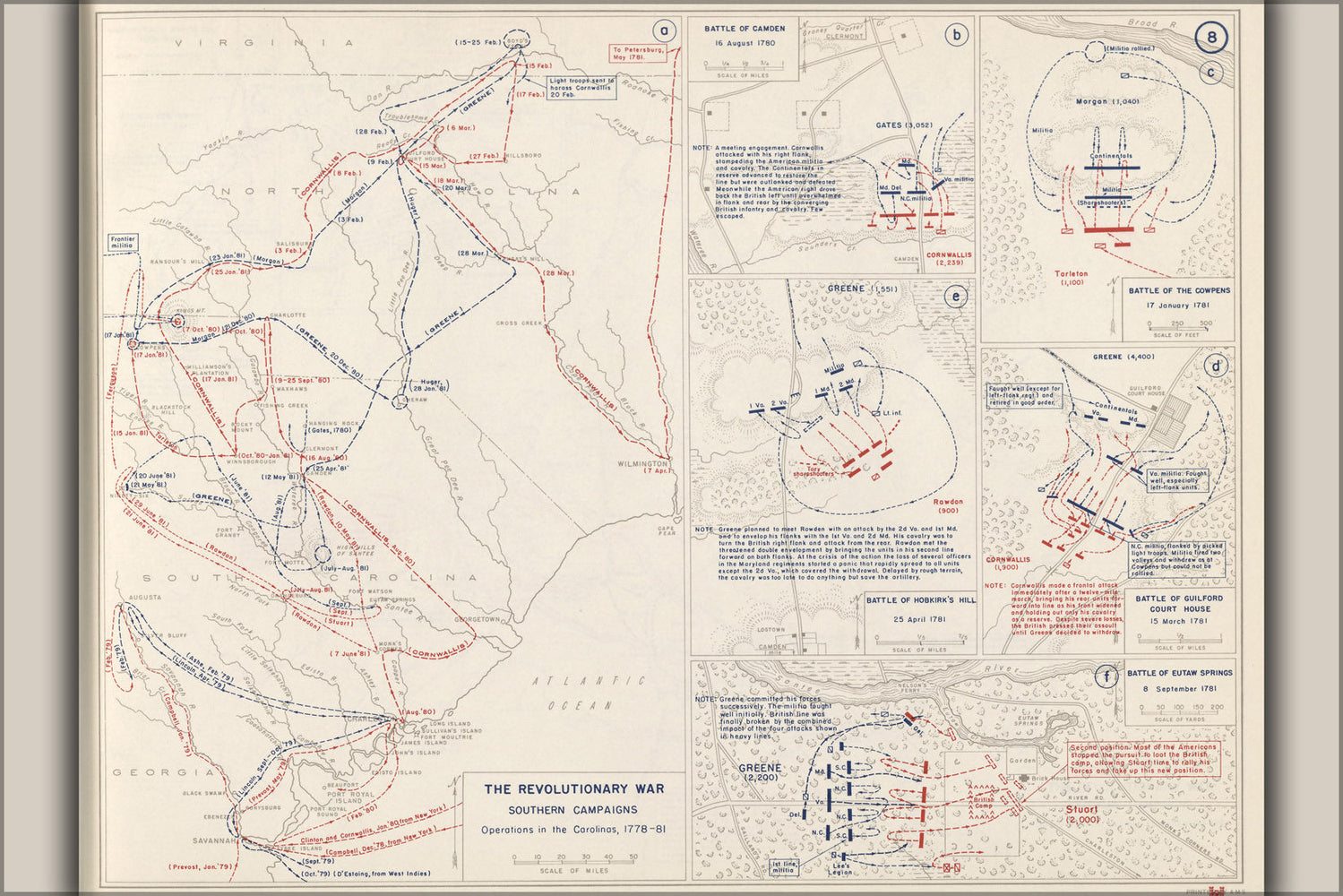 Poster, Many Sizes Available; Map Revolutionary War Of North & South Carolina