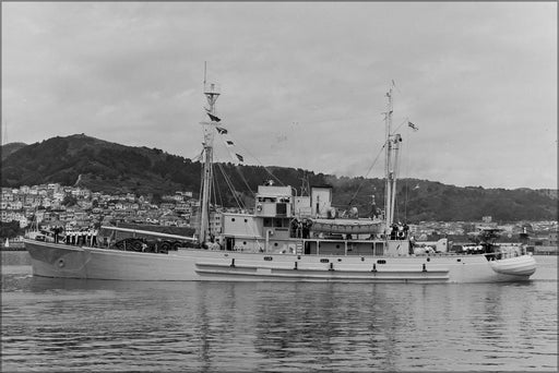 Poster, Many Sizes Available; Hmnzs Endeavour, The Antarctic Expedition Ship, Wellington Harbour, 1956 Side View