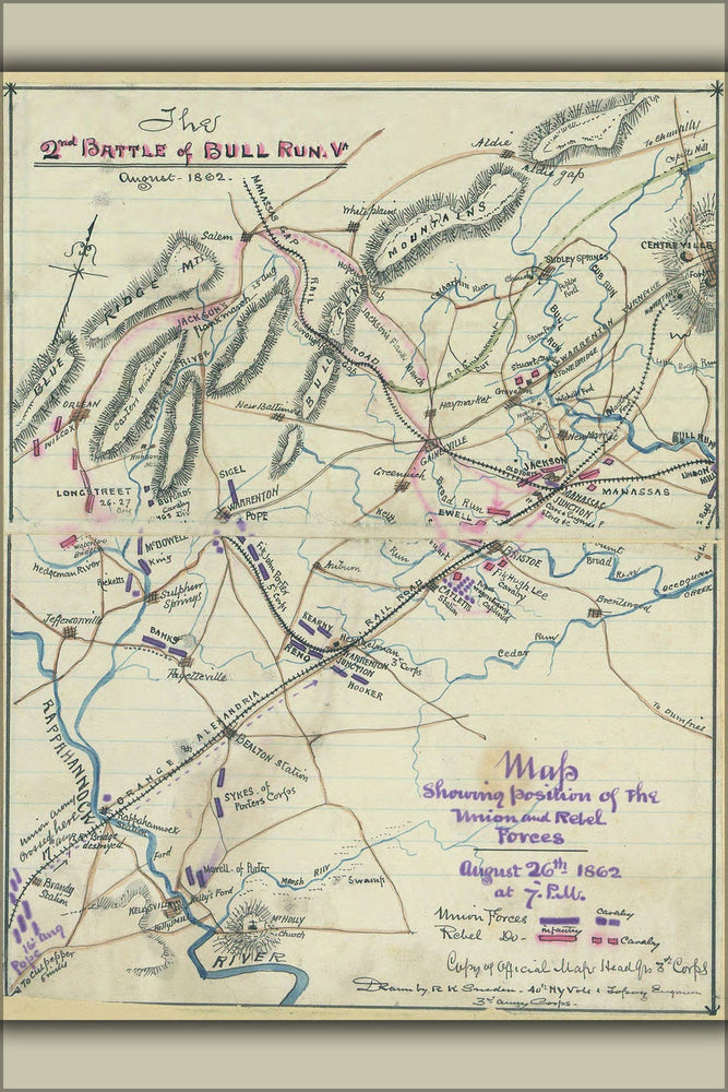 Poster, Many Sizes Available; Map Second Battle Of Bull Run, Va., August 1862