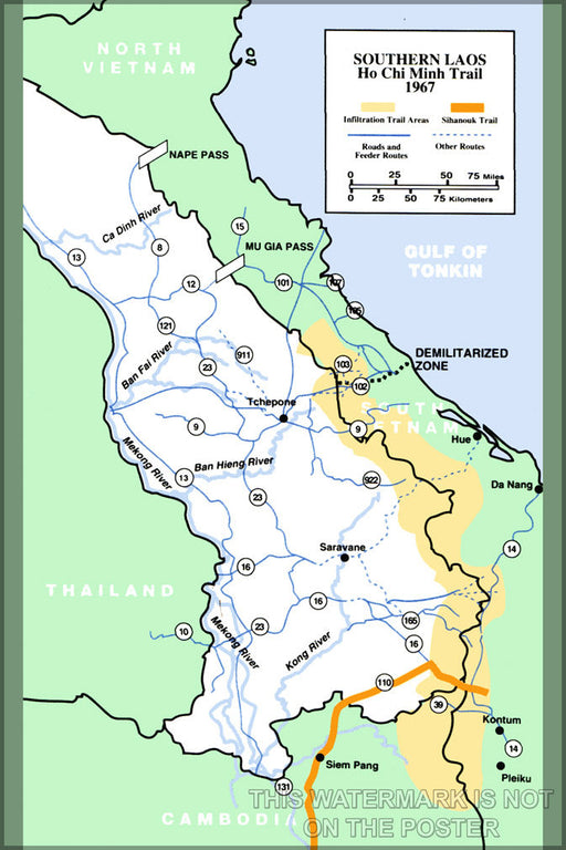 Poster, Many Sizes Available; Ho Chi Minh Trail Running Through Laos, 1967