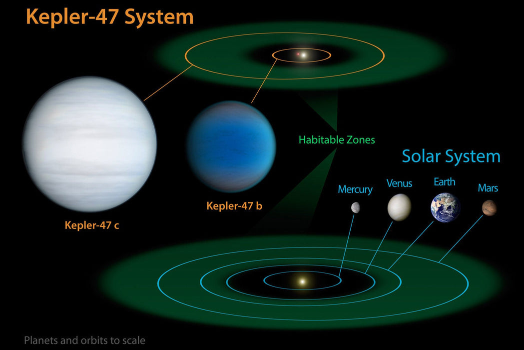 Poster, Many Sizes Available; Comparison Of Solar System To Kepler-47 Extrasolar Planets