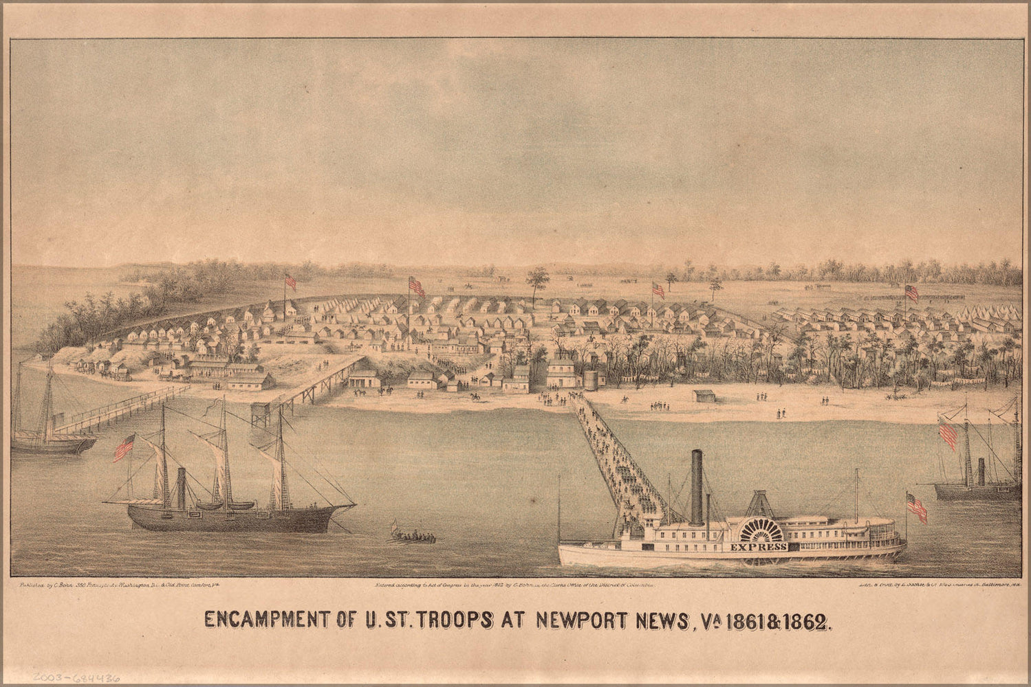 Poster, Many Sizes Available; Map Union Camp Newport News Virginia 1861 & 1862