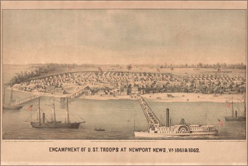 Poster, Many Sizes Available; Map Union Camp Newport News Virginia 1861 & 1862