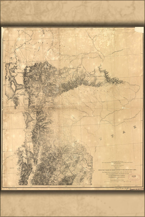 Poster, Many Sizes Available; Map Valley Of Green River To Great Salt Lake 1859