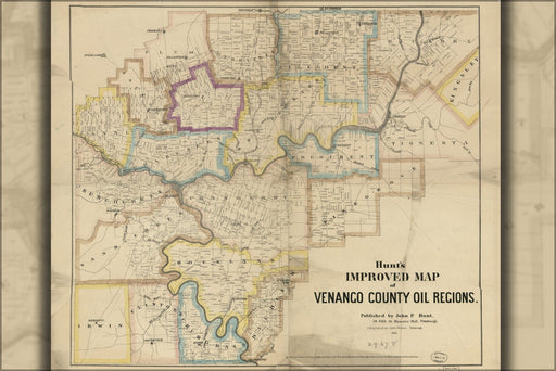 Poster, Many Sizes Available; Map Venango County Oil Regions Pennsylvania 1865