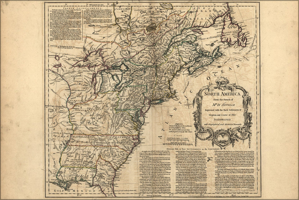 Poster, Many Sizes Available; Map Of North America Pre United States 1768