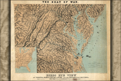 Poster, Many Sizes Available; Map Virginia Maryland Delaware Washington Dc 1861