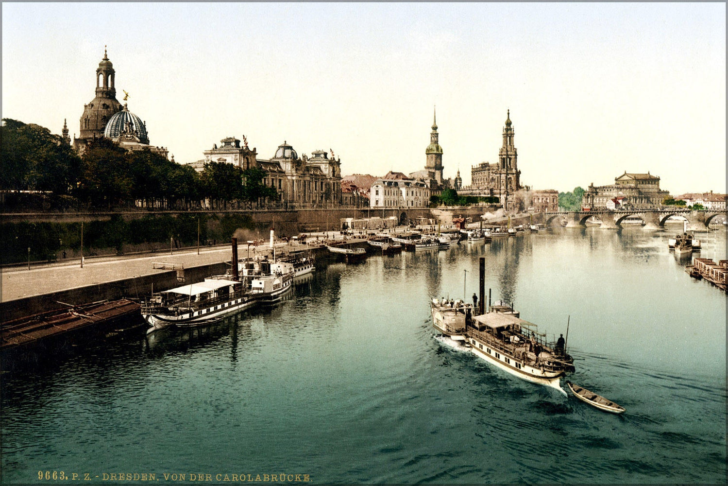 Poster, Many Sizes Available; Carola Bridge, Altstadt, Dresden, Saxony, Germany, Ca. 1895