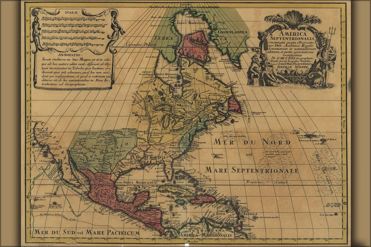 Poster, Many Sizes Available; Map Of North America Pre United States By Johan Frid