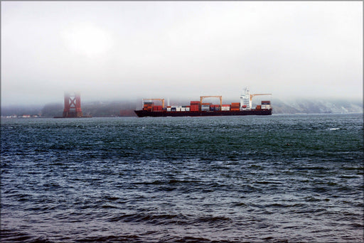 Poster, Many Sizes Available; Container Ship Entering San Francisco Bay From The Pacific Off Kirby Cove Beach