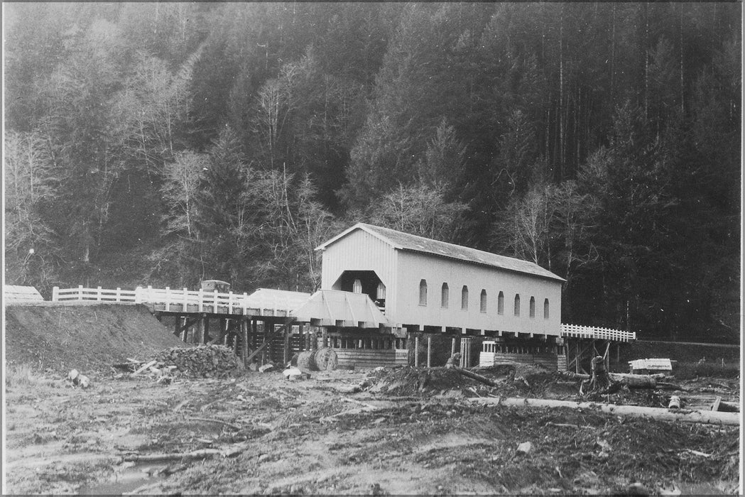 Poster, Many Sizes Available; Alsea Rier Crossing Station 60, Sec. 9 1 150 Ft. Housed Howe Truss And 1 50 Ft. Housed Pony Truss. Highwater L