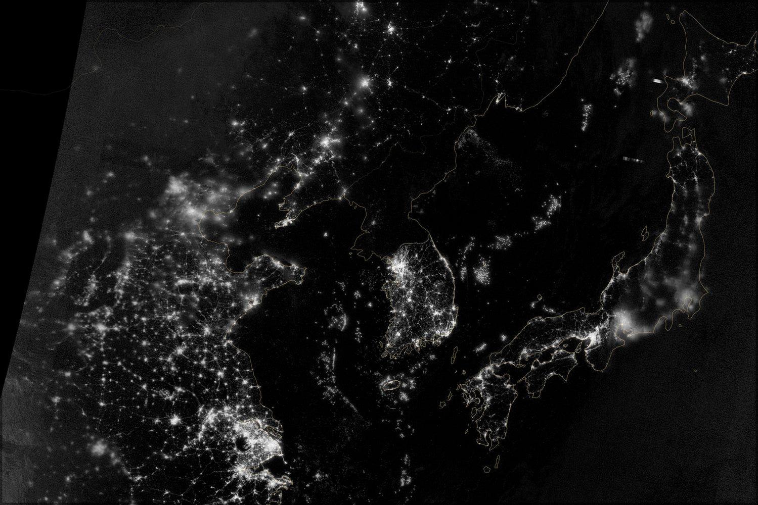 Poster, Many Sizes Available; Map Of North And South Korea At Night