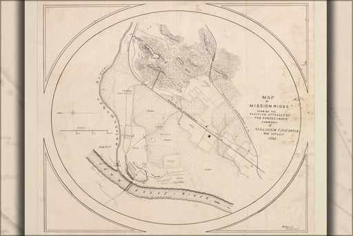 Poster, Many Sizes Available; Map Battle Missionary Ridge General Sherman 1863