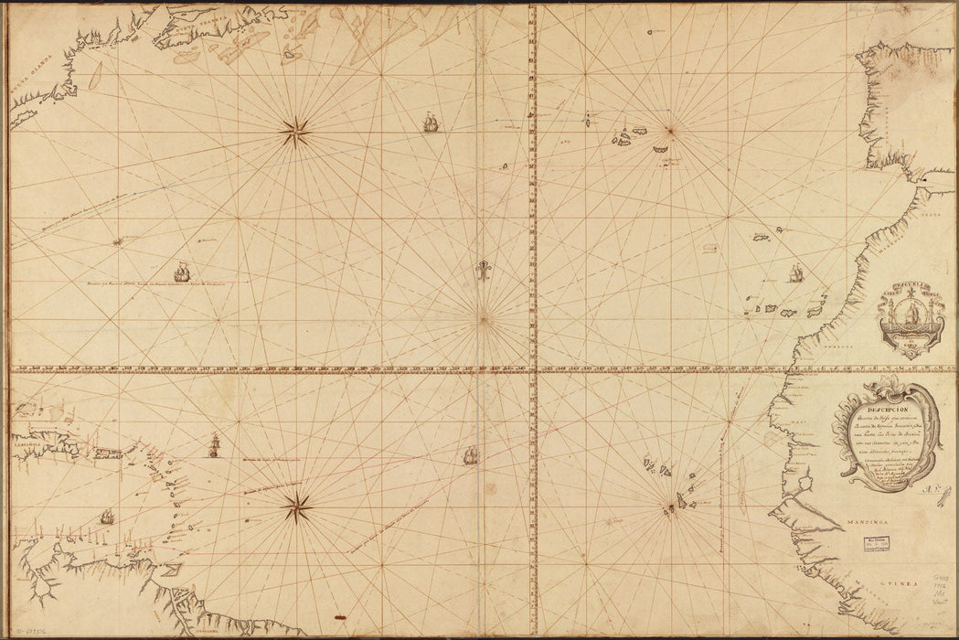 Poster, Many Sizes Available; Map Of North Atlantic Ocean 1756 In Spanish