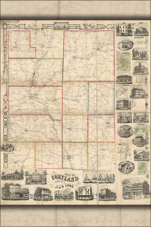 Poster, Many Sizes Available; Map Of Cortland County, New York State 1855