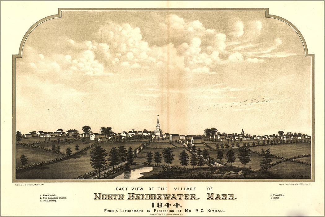 Poster, Many Sizes Available; Map Of North Bridgewater Massachusetts 1844