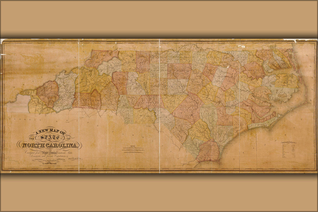 Poster, Many Sizes Available; Map Of North Carolina 1833