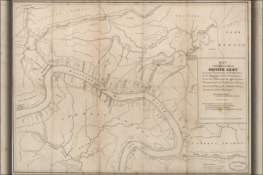 Poster, Many Sizes Available; Map British Landing Mississippi River War Of 1812