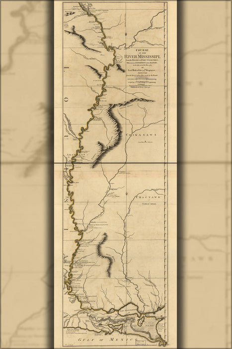 Poster, Many Sizes Available; Map Of Course Of River Mississipi 1775