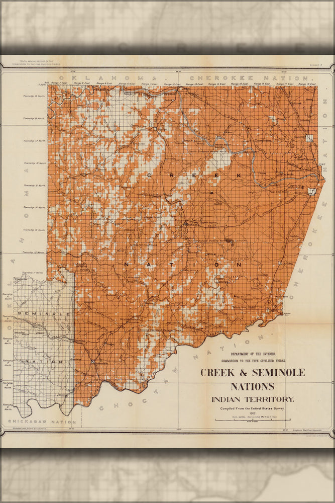 Poster, Many Sizes Available; Map Of Creek & Seminole Indian Territory 1902