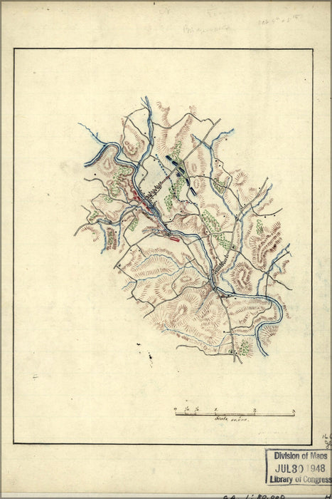 Poster, Many Sizes Available; Map Cavalry Engagement Bridgewater Virginia 1864