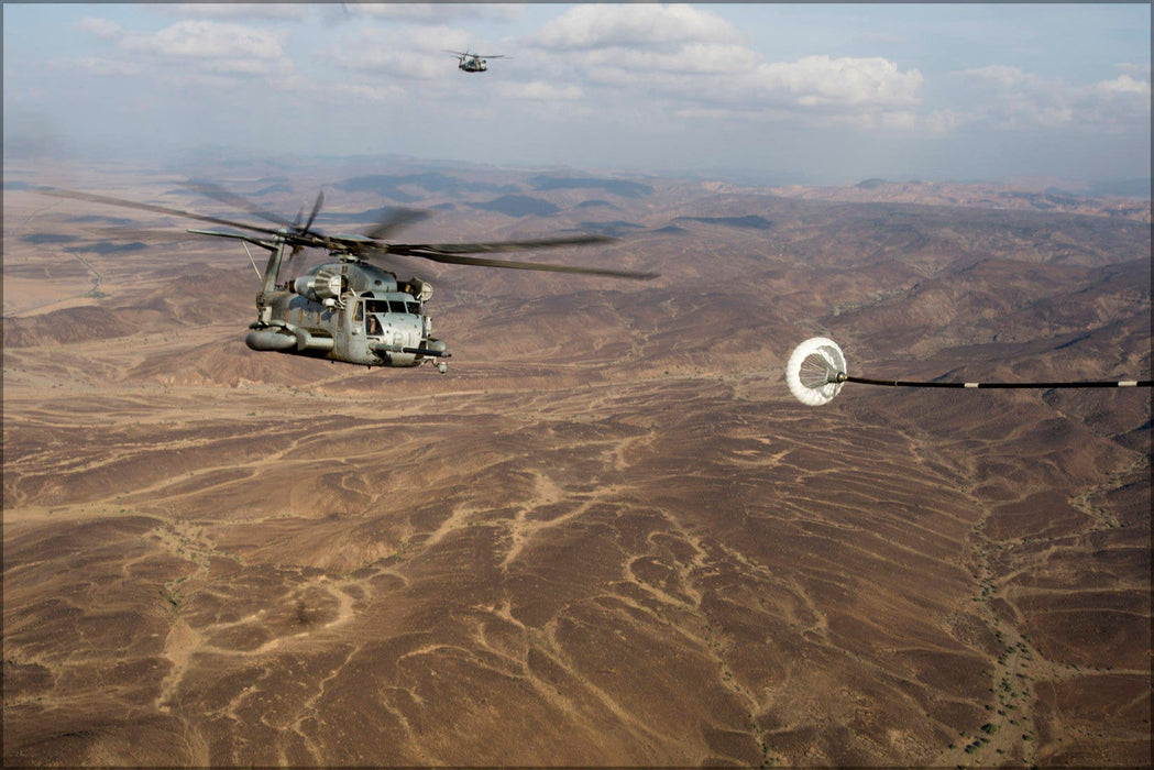 Poster, Many Sizes Available; Marine Corps Ch-53E Super Stallion Helicopter Receives Fuel