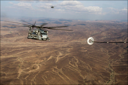 Poster, Many Sizes Available; Marine Corps Ch-53E Super Stallion Helicopter Receives Fuel