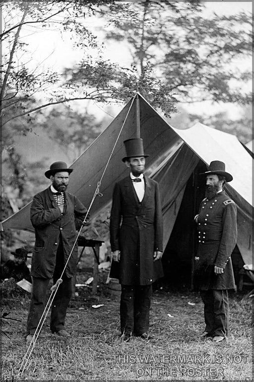 Poster, Many Sizes Available; President Abraham Lincoln At Antietam Allan Pinkerton, President Abraham Lincoln, And Major General John A. Mc