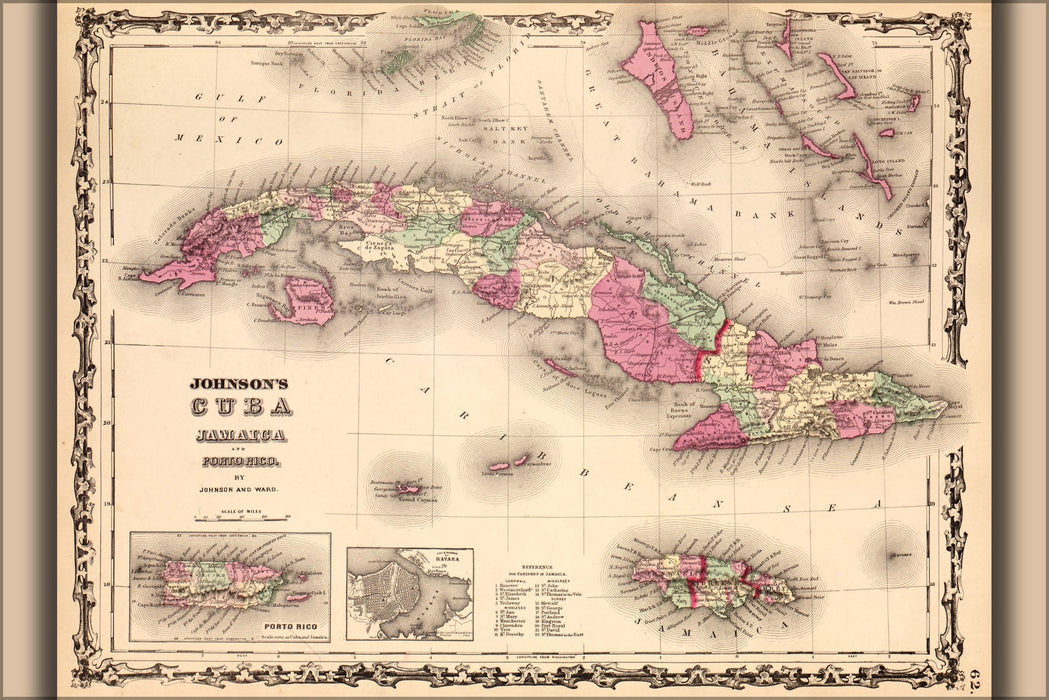 Poster, Many Sizes Available; Map Of Cuba, Jamaica, & Puerto Rico 1862