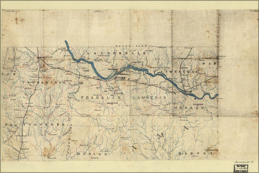 Poster, Many Sizes Available; Map Of Northwest Alabama And Ne Mississippi 1863