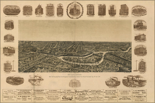 Poster, Many Sizes Available; Map Of Dallas, Texas. 1892