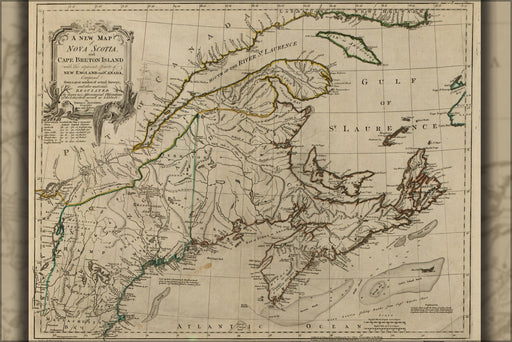 Poster, Many Sizes Available; Map Of Nova Scotia Cape Breton Island Canada 1775