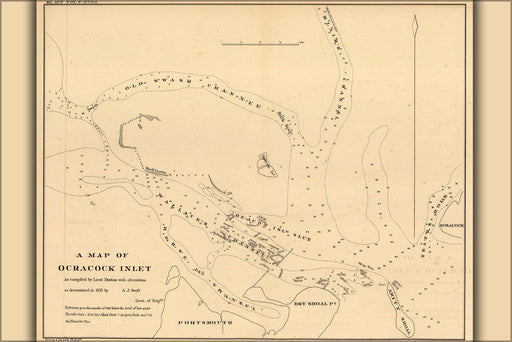 Poster, Many Sizes Available; Map Of Ocracoke, Outer Banks, North Carolina 1835