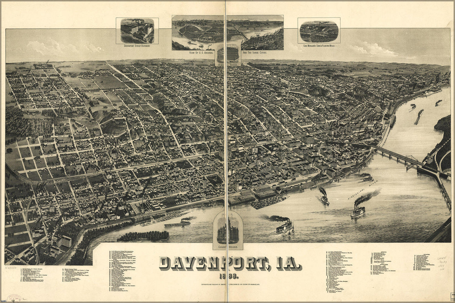 Poster, Many Sizes Available; Map Of Davenport, Iowa 1888