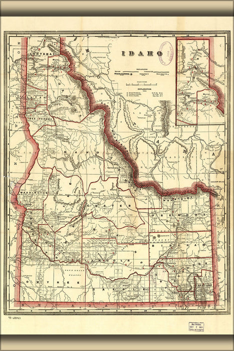 Poster, Many Sizes Available; Crams Township And Railroad Map Of Idaho 1896