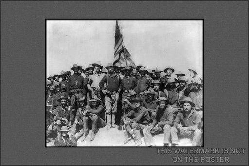 Poster, Many Sizes Available; Theodore Roosevelt Stands Triumphant On San Juan Hill, Cuba After His Rough Riders