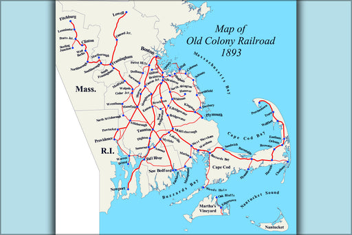 Poster, Many Sizes Available; Map Of Old Colony Railroad Network, Massachusetts And Rhode Island, C1893