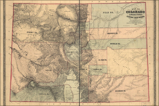 Poster, Many Sizes Available; Map Colorado Territory Central Gold Region 1862