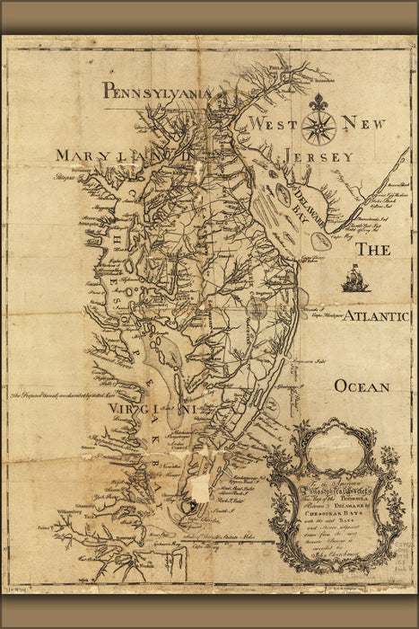 Poster, Many Sizes Available; Map Of Delaware Bay & Chesapeake Bay 1778