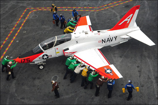 Poster, Many Sizes Available; Crewmen Push T-45C Goshawk Uss Harry S. Truman (Cvn 75)