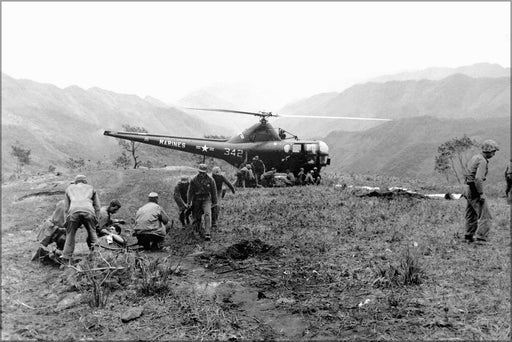 Poster, Many Sizes Available; Marines Evacuated Via Sikorsky Ho3S Helicopter 1951 Korean War