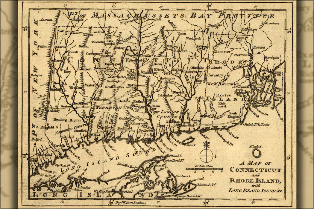 Poster, Many Sizes Available; Map Connecticut Rhode Island Long Island Snd 1776