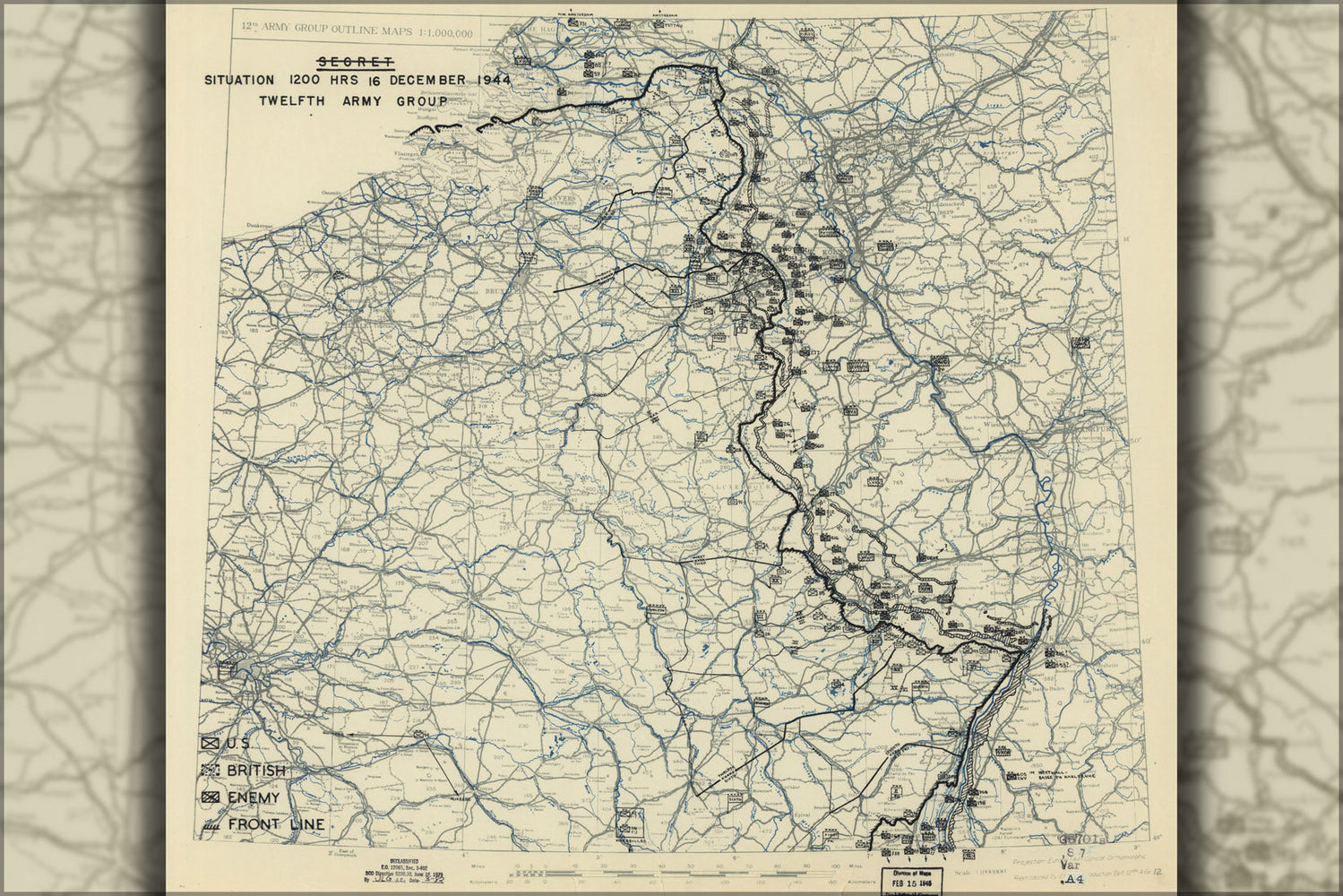 Poster, Many Sizes Available; Map Dec 16, 1944 Battle Of The Bulge