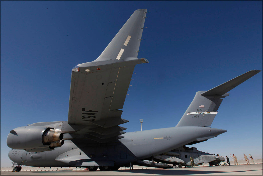 Poster, Many Sizes Available; Marines Load Ch-53E Super Stallion Helicopter C-17 Globemaster