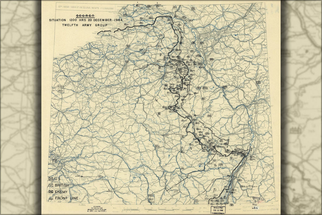 Poster, Many Sizes Available; Map Dec 20, 1944 Battle Of The Bulge