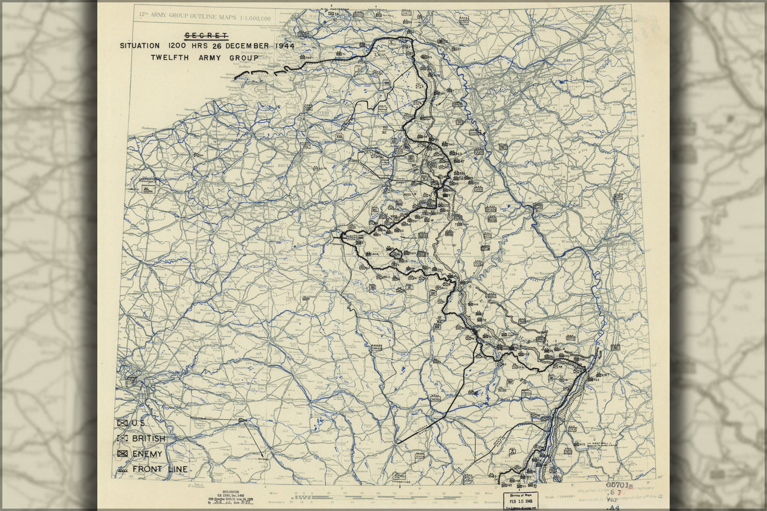 Poster, Many Sizes Available; Map Dec 26, 1944 Battle Of The Bulge