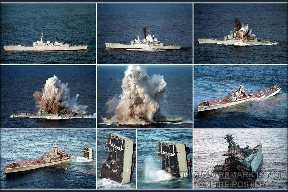 Poster, Many Sizes Available; Mark 48 Torpedo Testing Ship Sinking Navy